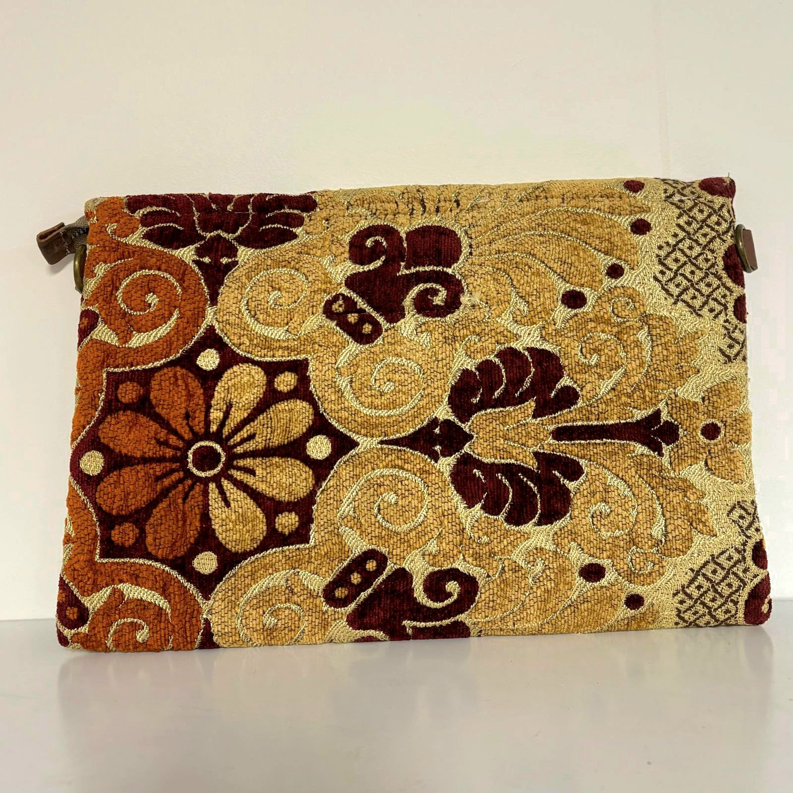 Handcrafted Moroccan upcycled vintage clutch bag back