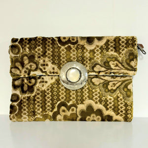 Handcrafted Moroccan upcycled vintage clutch bag front