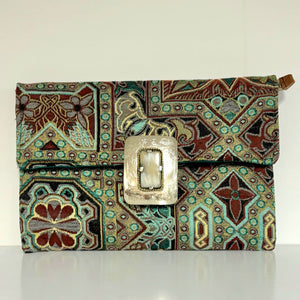 Handcrafted Moroccan upcycled vintage clutch bag 