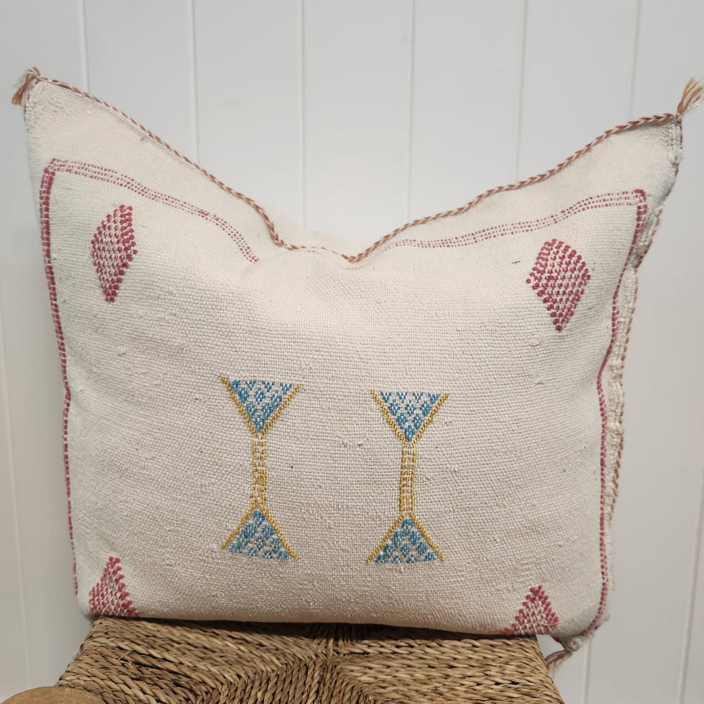 Moroccan cactus silk cushion white