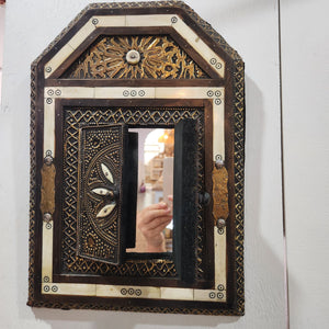 Vintage Moroccan Bone Inlay Mirror