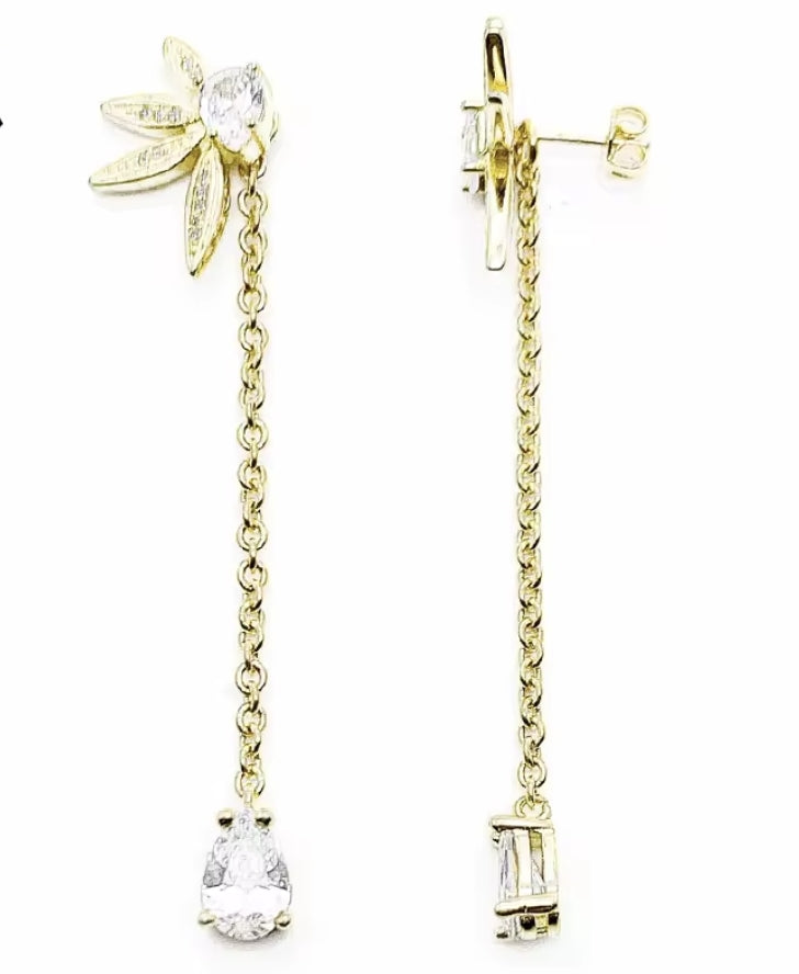 Lynx gold plated drop crystal earrings 