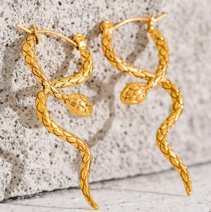 Gold snake earrings