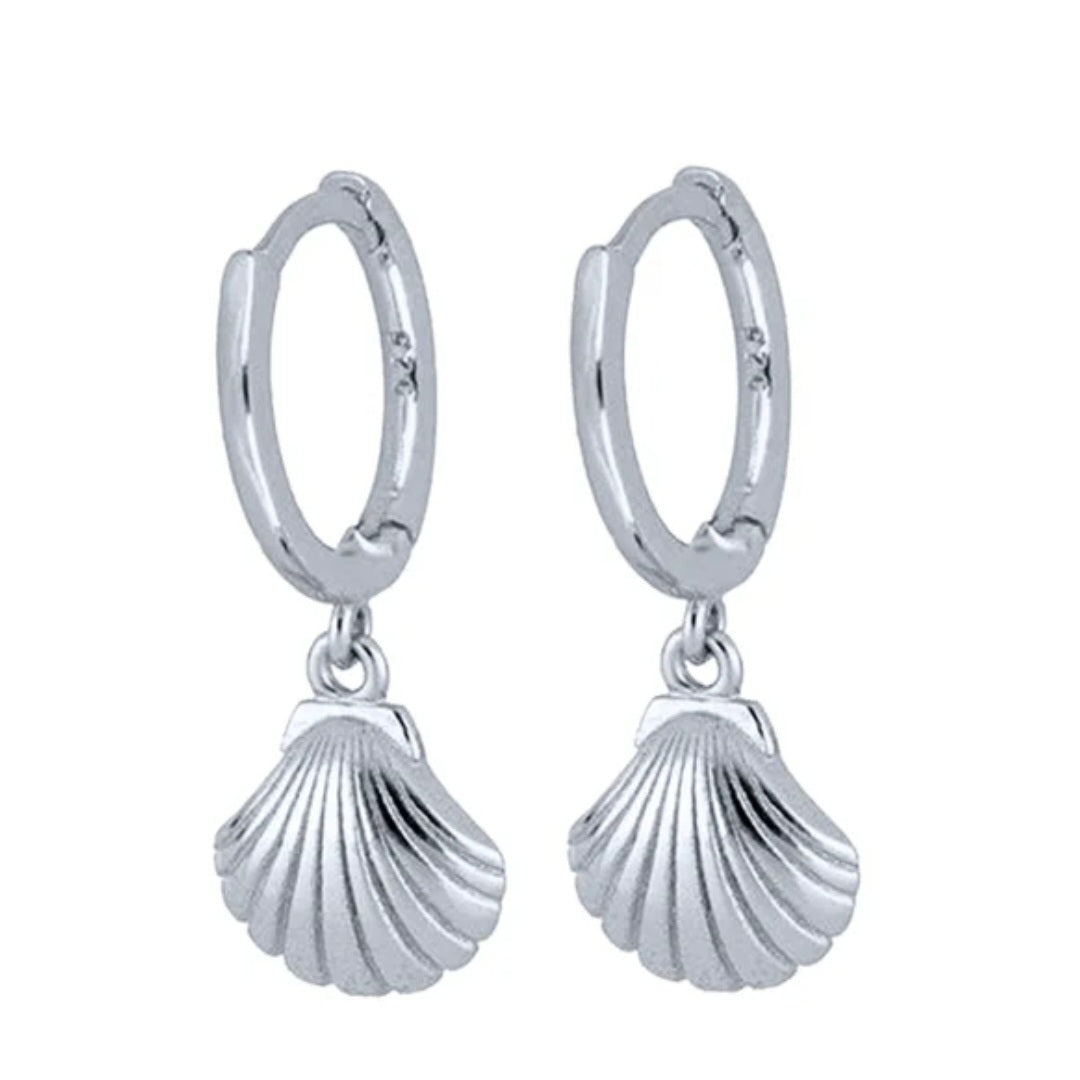 Silver sea shell earrings