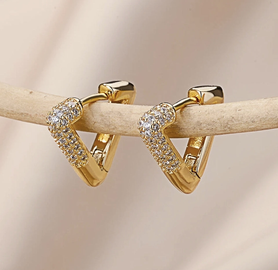 Gold V shaped earrings