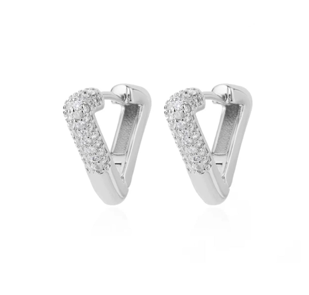 V shaped silver earrings