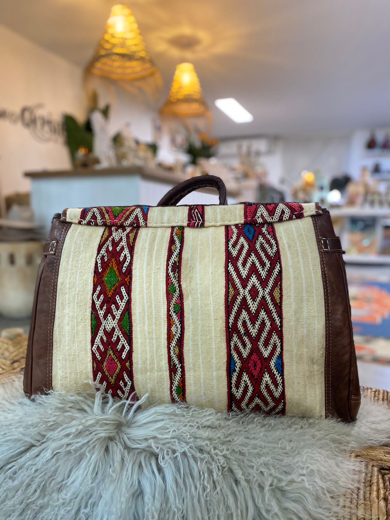 White and Red Moroccan Weekender BAck